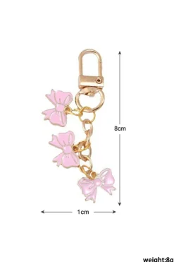 Sale Dear-Lover Bow Knot Shape Charms Plated Alloy Keychain Pink