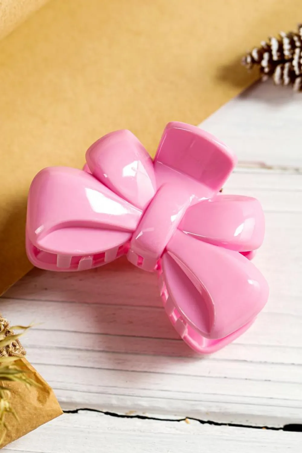 Sale Dear-Lover Bow Knot Shape Glossy Hair Claw Clip Pink