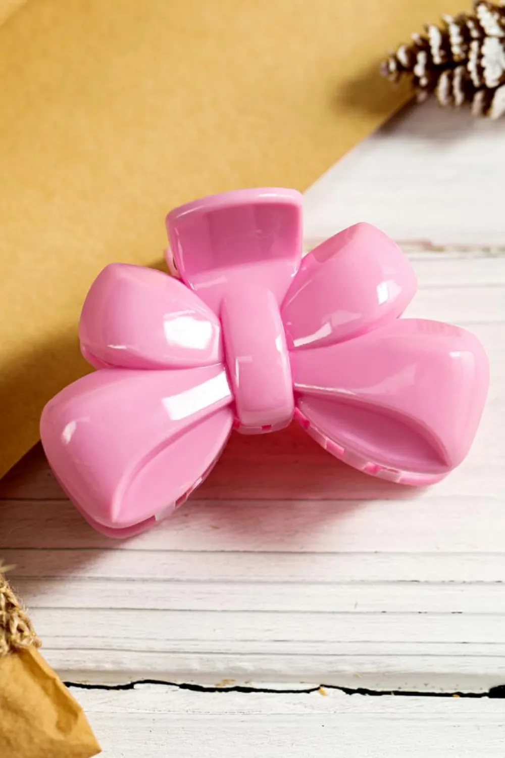 Sale Dear-Lover Bow Knot Shape Glossy Hair Claw Clip Pink