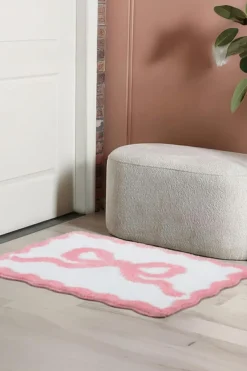 Discount Dear-Lover Bow Knot Water Absorption Entrance Ground Mat Pink