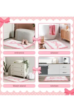 Discount Dear-Lover Bow Knot Water Absorption Entrance Ground Mat Pink