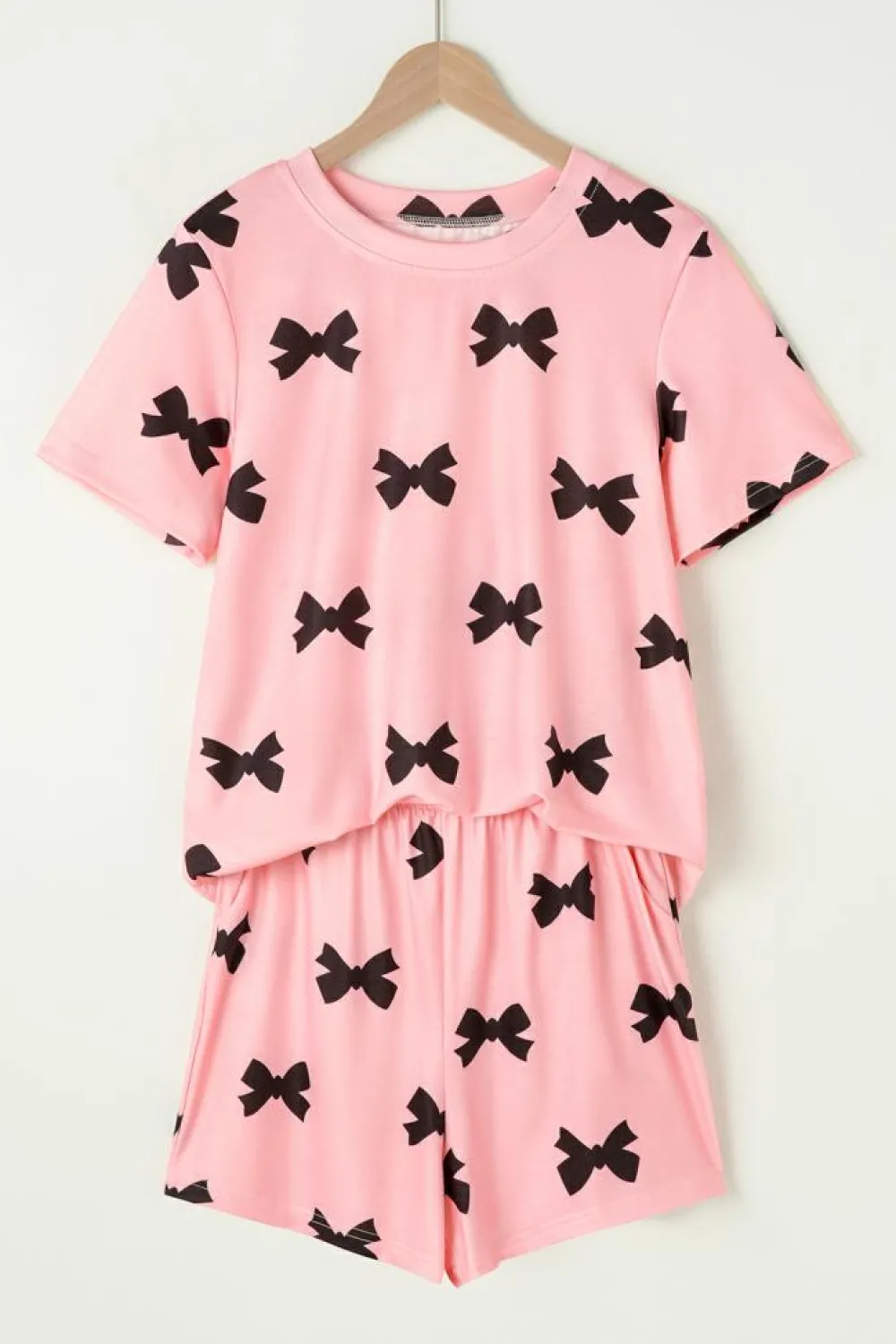 Sale Dear-Lover Bow Printed Short 2pcs Lounge Set Pink