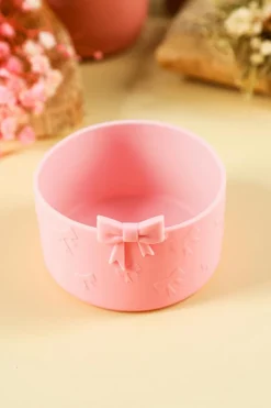 Discount Dear-Lover Bowknot Decor Food Grade Silicone Cup Sleeve Pink
