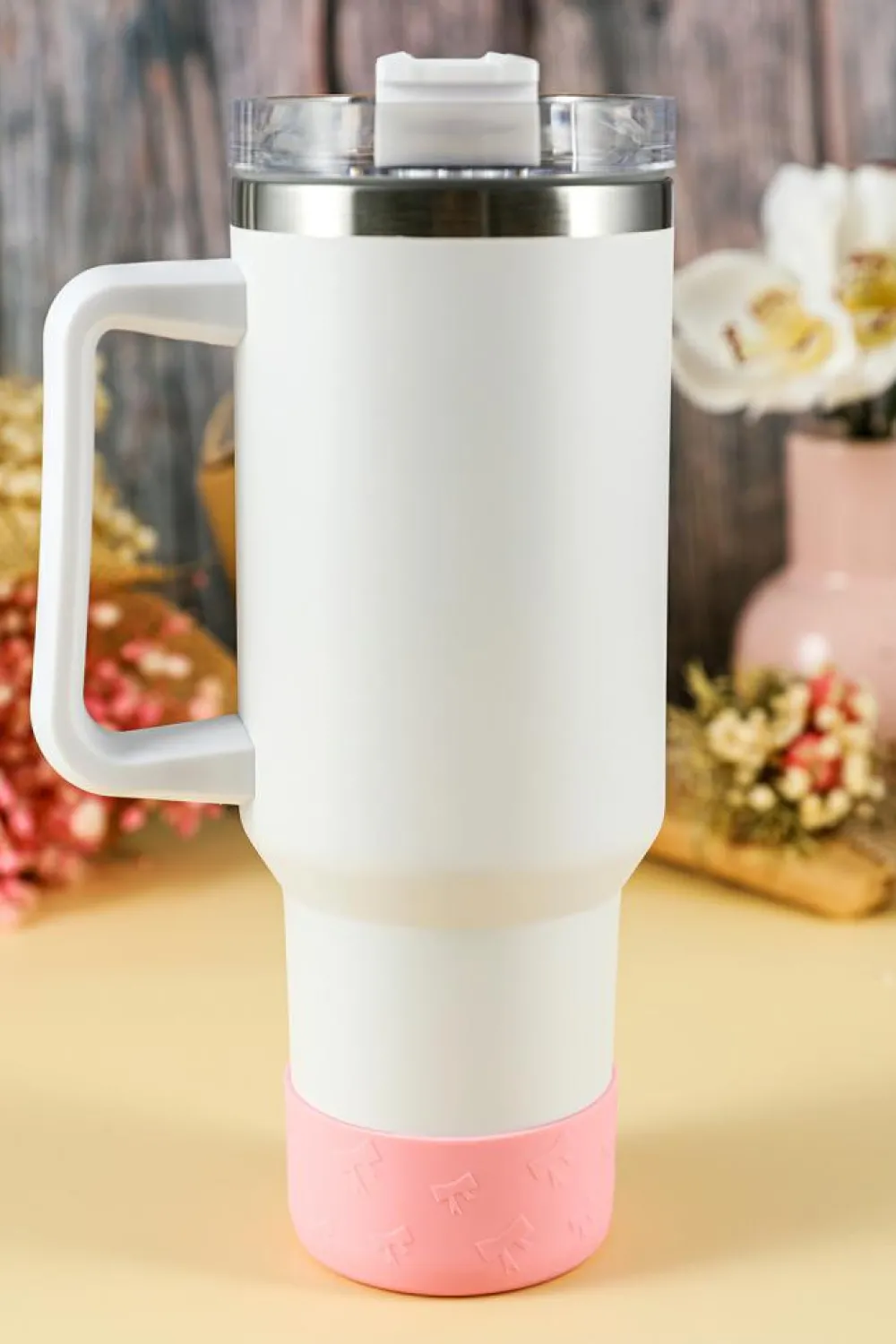 Discount Dear-Lover Bowknot Decor Food Grade Silicone Cup Sleeve Pink