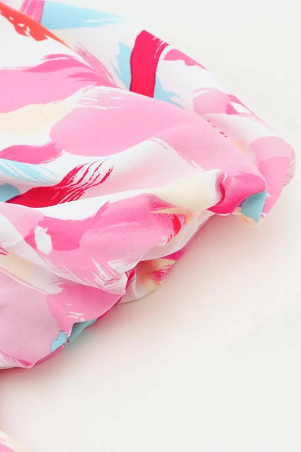 Sale Dear-Lover Brush Stroke Printed Smocked Ruffle Tiered Dress Pink