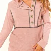 Best Dear-Lover Buttons Front Princess Line Out Seam Hoodie Pink