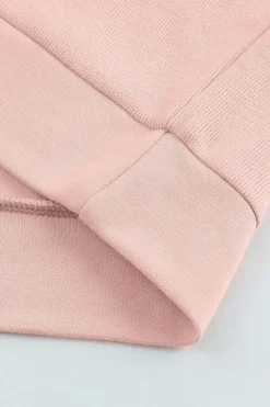 Best Dear-Lover Casual Button Solid Patchwork Trim Hoodie Pink