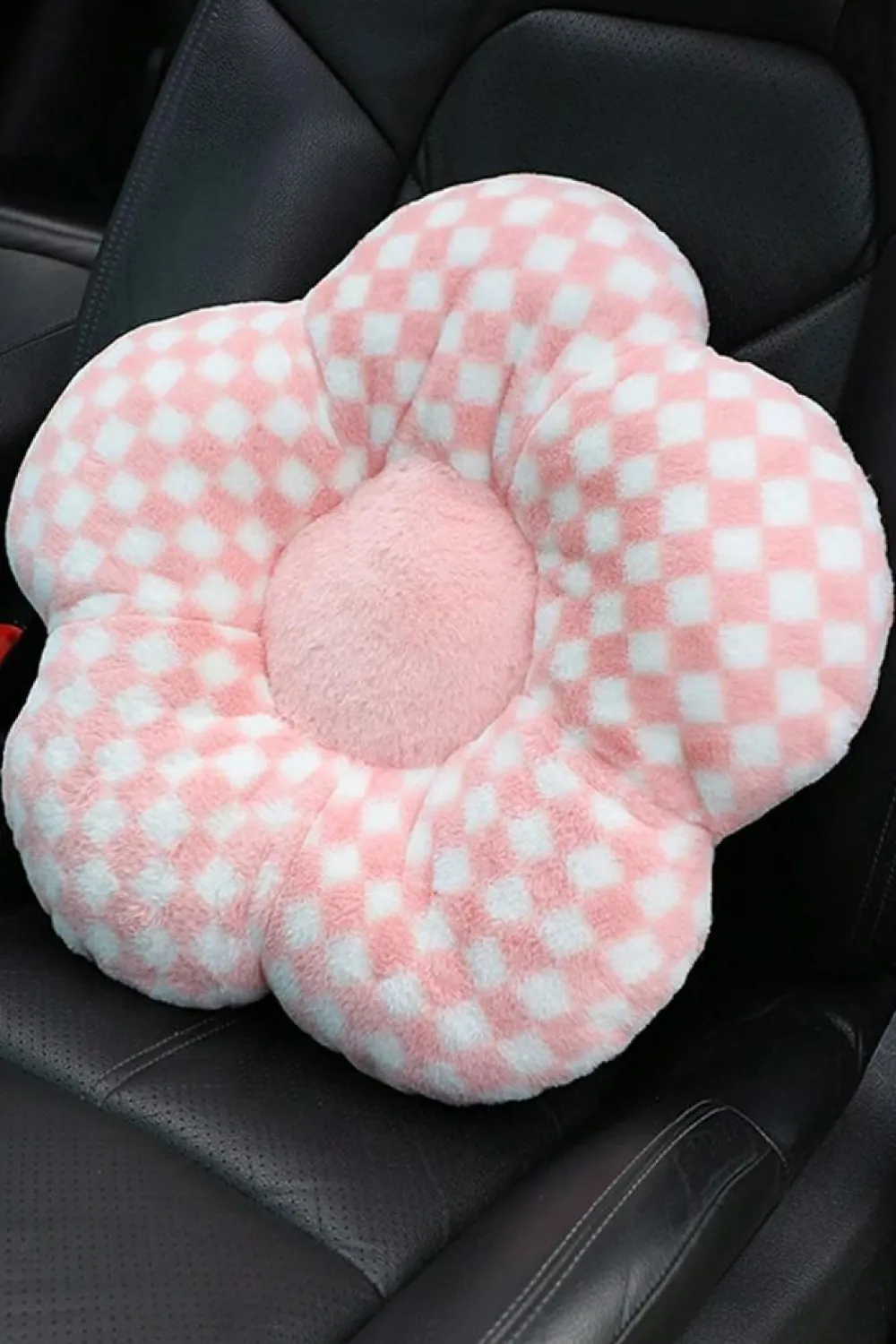 Discount Dear-Lover Checkered Flower Shape Soft Sofa Cushion Pink