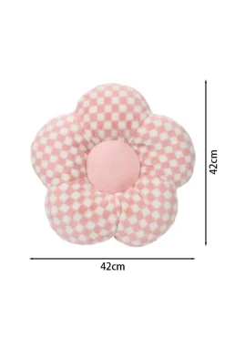 Discount Dear-Lover Checkered Flower Shape Soft Sofa Cushion Pink