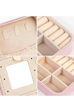Discount Dear-Lover Chenille Initial L Portable Jewelry Case Pink