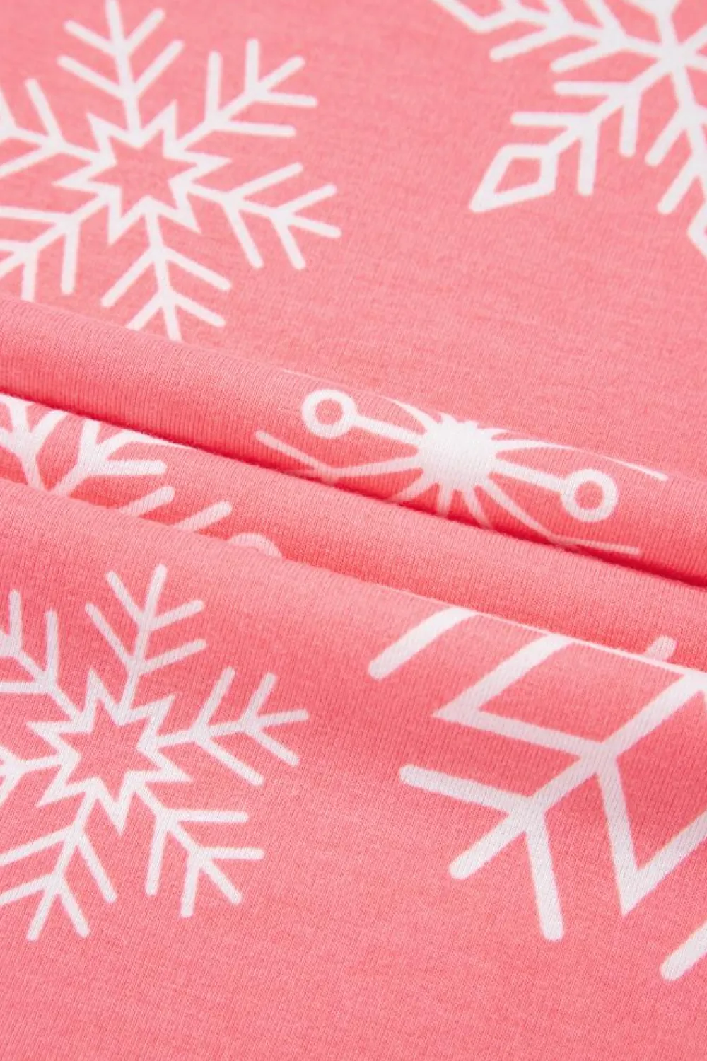 Best Dear-Lover Christmas Snowflake Print Two Piece Loungewear Pink