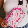 Clearance Dear-Lover Christmas Tree Print Buckle Wide Strap Sling Bag Pink