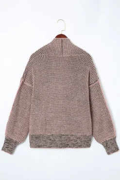 Hot Dear-Lover Chunky Waffle Knit Oversized Collar Cardigan Pink