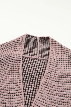 Hot Dear-Lover Chunky Waffle Knit Oversized Collar Cardigan Pink