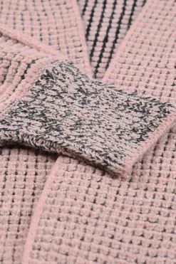 Hot Dear-Lover Chunky Waffle Knit Oversized Collar Cardigan Pink