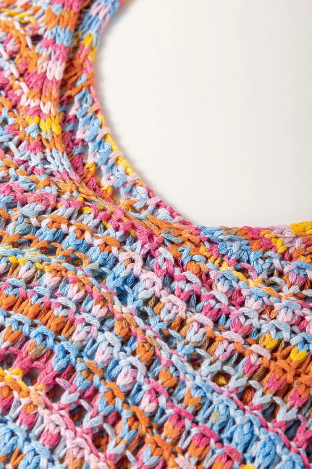 Online Dear-Lover Color Contrast Crochet Loose Fit Sweater Vest Pink