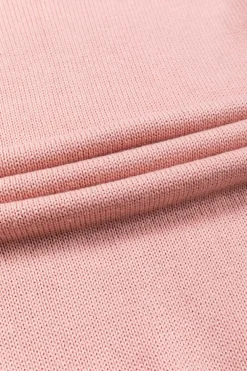 New Dear-Lover Colorblock Bishop Sleeve Ribbed Trim Sweater Pink