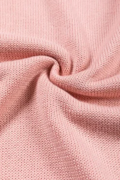 New Dear-Lover Colorblock Bishop Sleeve Ribbed Trim Sweater Pink