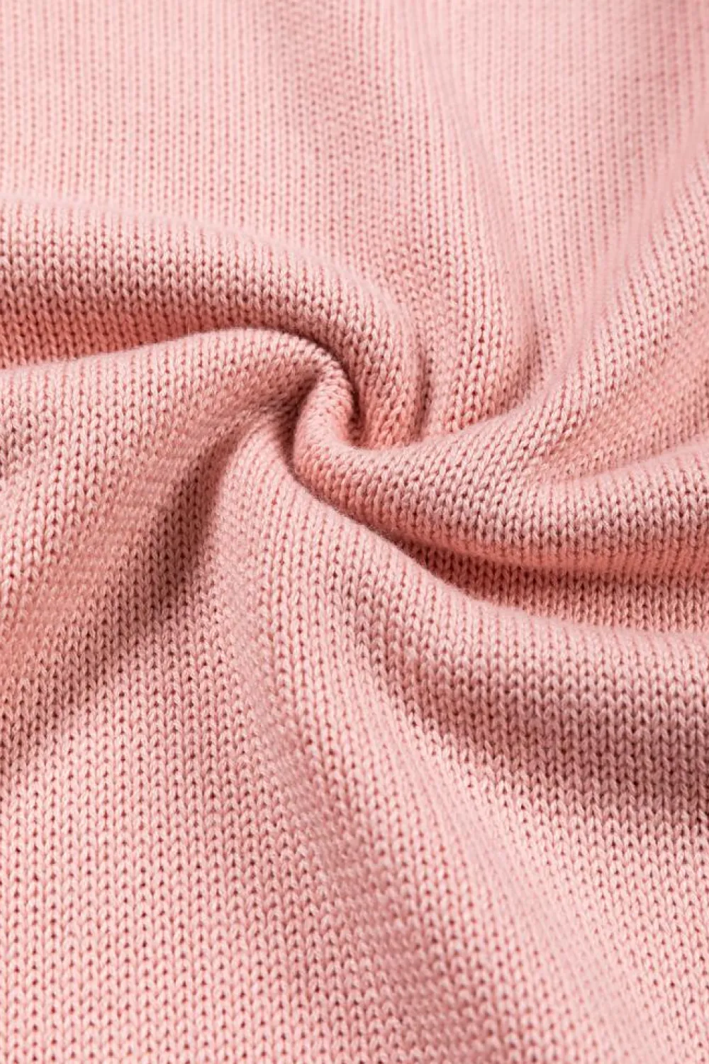 New Dear-Lover Colorblock Bishop Sleeve Ribbed Trim Sweater Pink