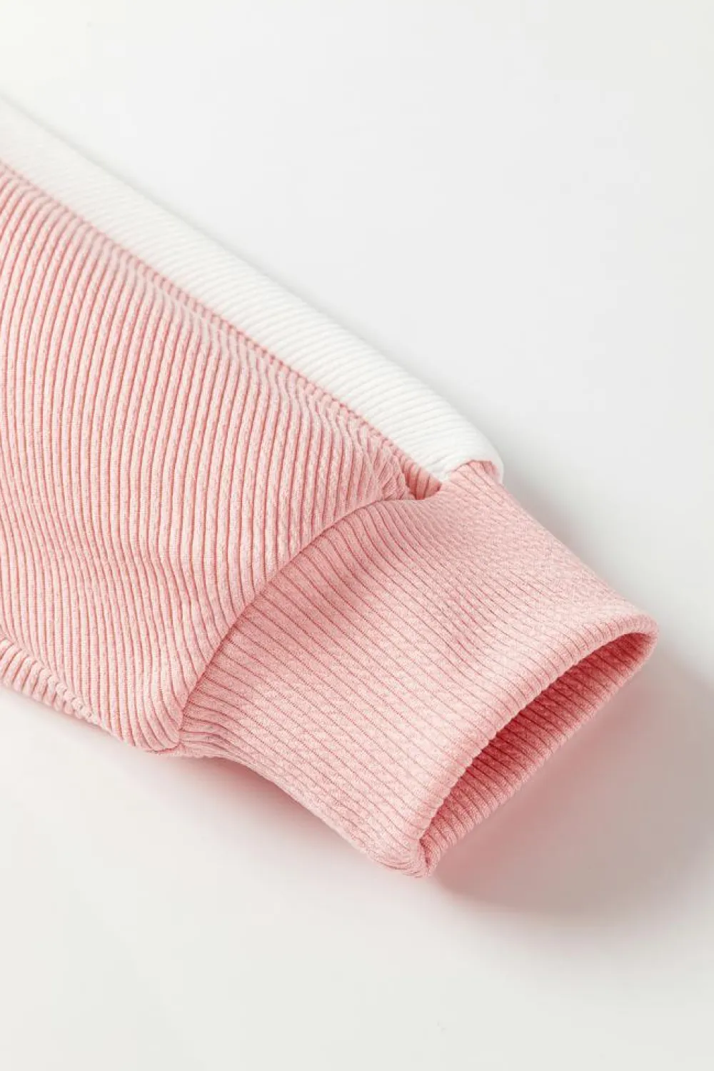 Sale Dear-Lover Colorblock Ribbed Collared Oversized Sweatshirt Pink