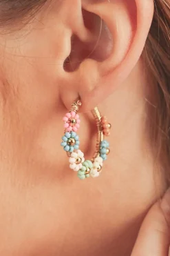 Hot Dear-Lover Colorful Flower Hoop Earrings Pink