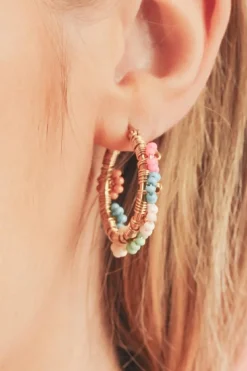 Hot Dear-Lover Colorful Flower Hoop Earrings Pink