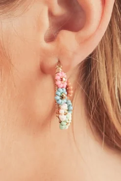 Hot Dear-Lover Colorful Flower Hoop Earrings Pink