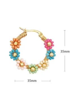 Hot Dear-Lover Colorful Flower Hoop Earrings Pink