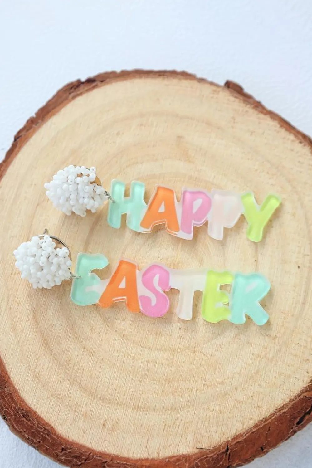 Clearance Dear-Lover Colorful HAPPY EASTER Drop Earrings Pink