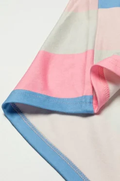 Online Dear-Lover Contrast Striped V Neck Long Sleeve Top Pink