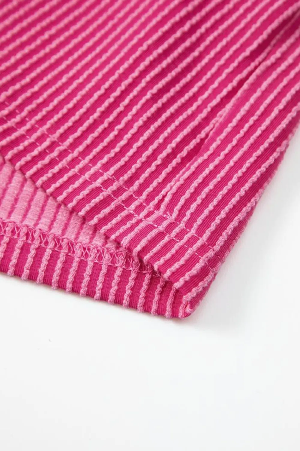Online Dear-Lover Corded Knit Pocketed Loose Fit T Shirt Pink