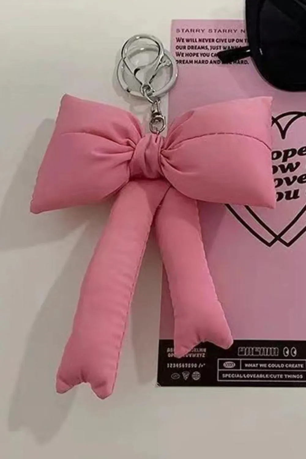 Hot Dear-Lover Cute 3D Bow Knot Keychain Pink