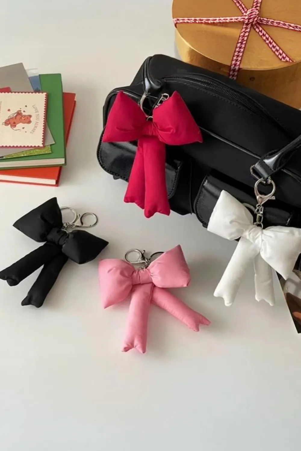 Hot Dear-Lover Cute 3D Bow Knot Keychain Pink