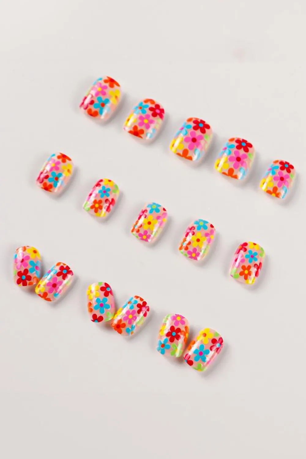 Hot Dear-Lover Cute Flowers Print Press On False Nails Pink