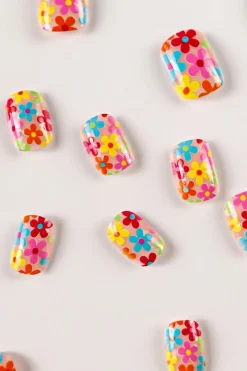 Hot Dear-Lover Cute Flowers Print Press On False Nails Pink