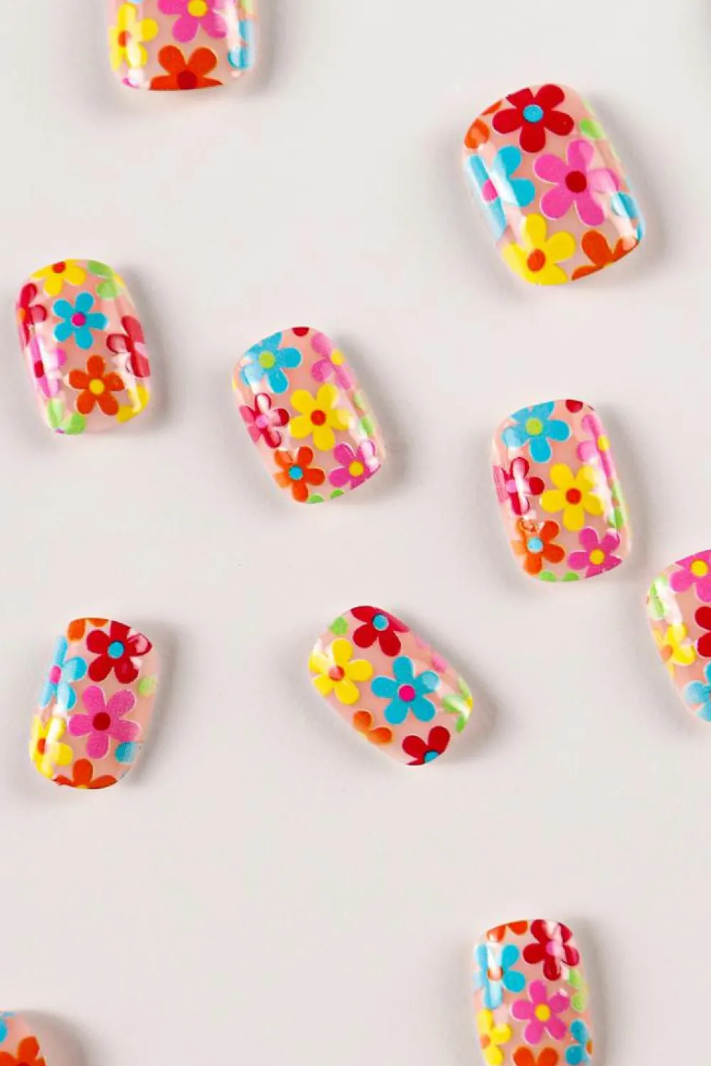 Hot Dear-Lover Cute Flowers Print Press On False Nails Pink