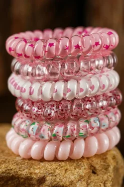 Outlet Dear-Lover Cute Gradient Starry Dotty Phone Cord Scrunchie Set Pink