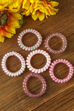 Outlet Dear-Lover Cute Gradient Starry Dotty Phone Cord Scrunchie Set Pink