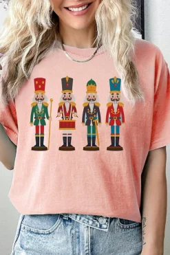 Sale Dear-Lover Cute Nutcracker Graphic Crewneck Christmas T Shirt Pink