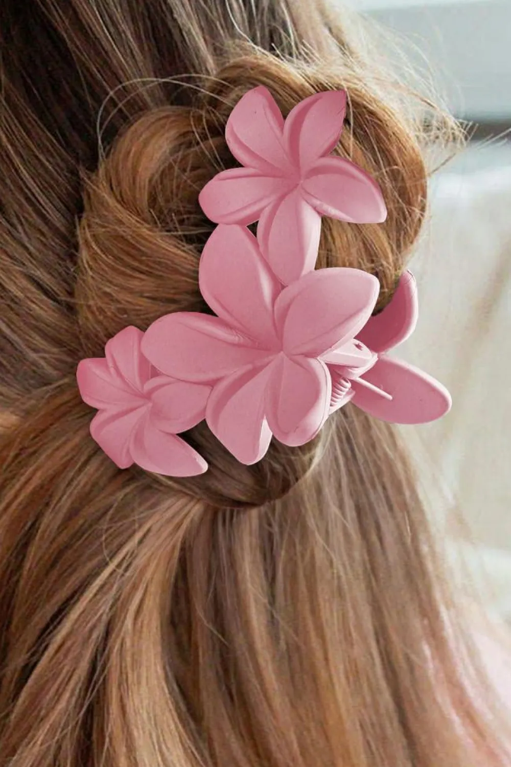 Outlet Dear-Lover 3D Flower Plastic Resin Hair Claw (Slight Color Variations) Pink
