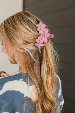 Outlet Dear-Lover 3D Flower Plastic Resin Hair Claw (Slight Color Variations) Pink