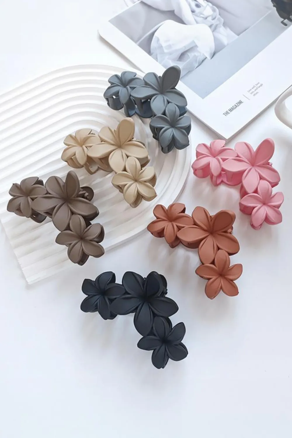 Outlet Dear-Lover 3D Flower Plastic Resin Hair Claw (Slight Color Variations) Pink