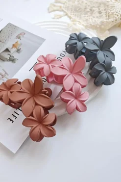 Outlet Dear-Lover 3D Flower Plastic Resin Hair Claw (Slight Color Variations) Pink
