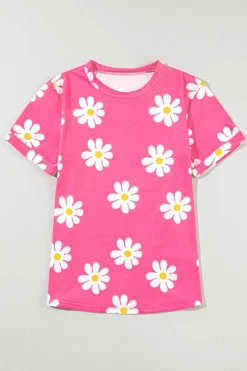 Outlet Dear-Lover Daisy Printed Crewneck T Shirt Pink