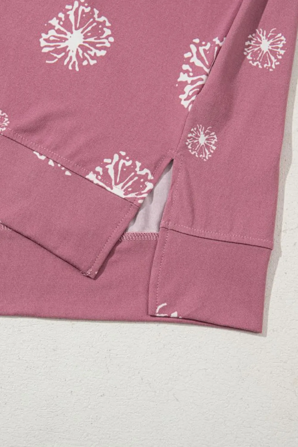 Fashion Dear-Lover Dandelion Print Crew Neck T-shirt Pink