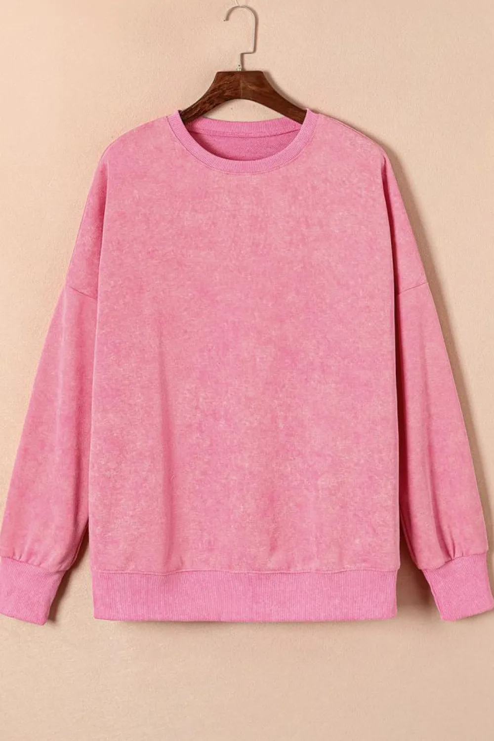 Outlet Dear-Lover Drop Shoulder Ribbed Trim Oversized Sweatshirt Pink