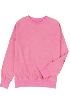 Outlet Dear-Lover Drop Shoulder Ribbed Trim Oversized Sweatshirt Pink