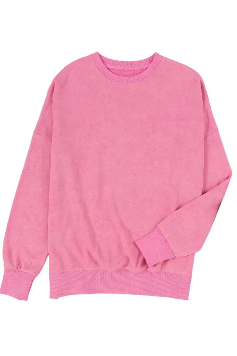 Outlet Dear-Lover Drop Shoulder Ribbed Trim Oversized Sweatshirt Pink