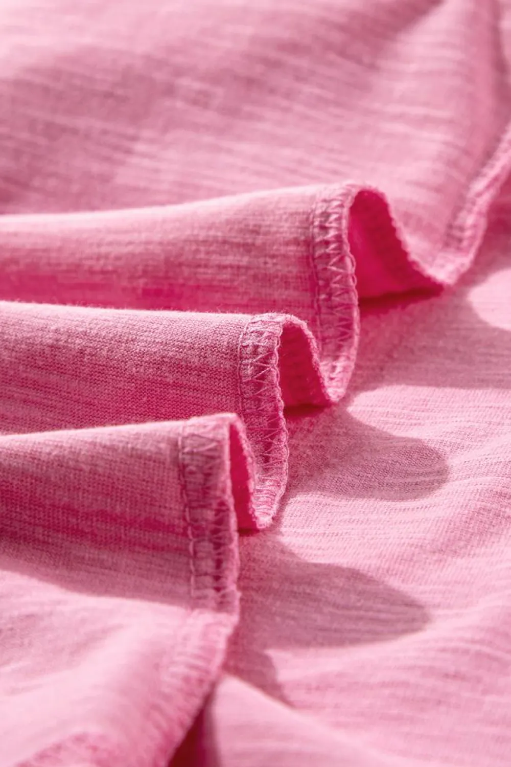 Best Dear-Lover Eyelet Embroidery Scalloped Sleeve Round Neck T Shirt Pink
