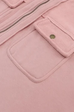 Best Dear-Lover Flap Pocket Drawstring Hood Zip Up Jacket Pink
